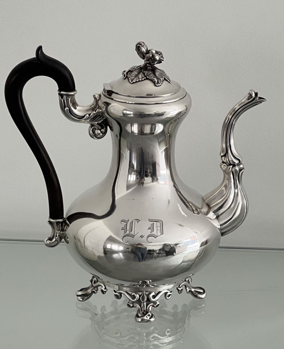 Debain Orfèvre 1864 Cafetière en Argent Massif Poinçon  Minerve -photo-8