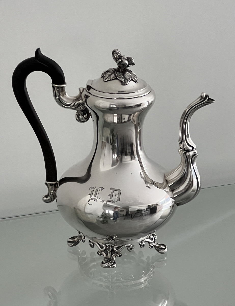 Debain Orfèvre 1864 Cafetière en Argent Massif Poinçon  Minerve 