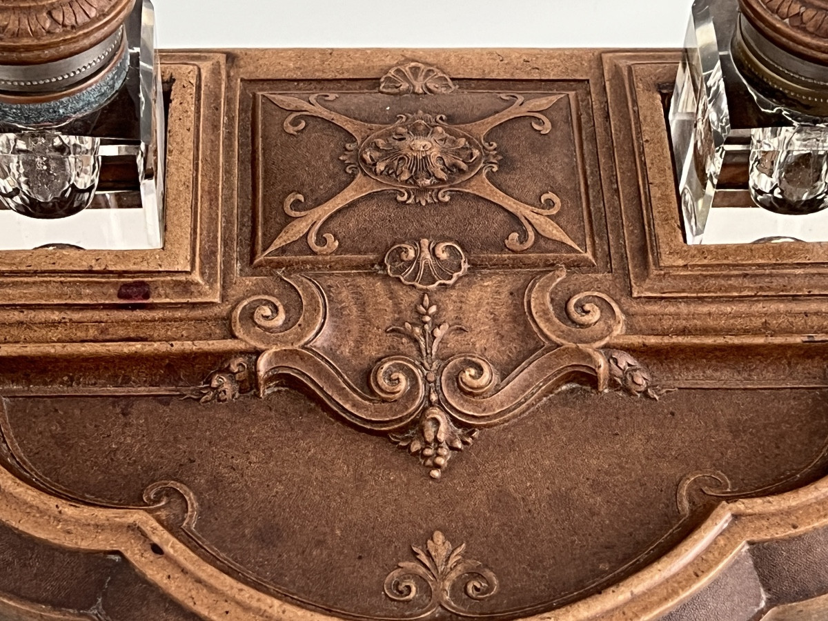 Napoleon III Gutta Percha Desk Inkwell -photo-2