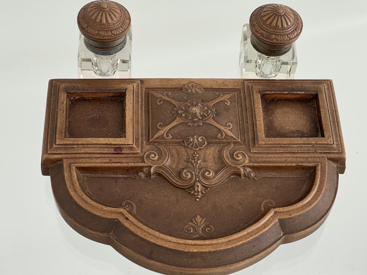 Napoleon III Gutta Percha Desk Inkwell -photo-1