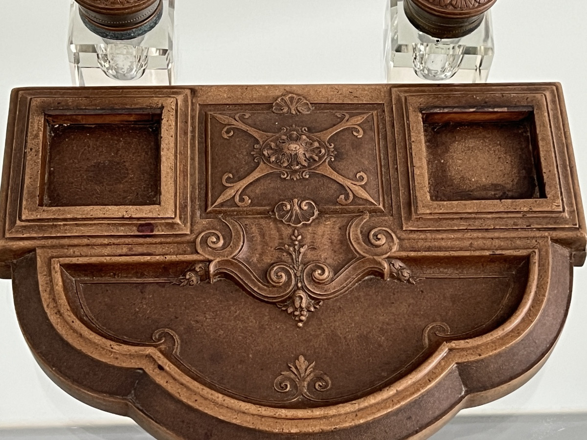 Napoleon III Gutta Percha Desk Inkwell -photo-2