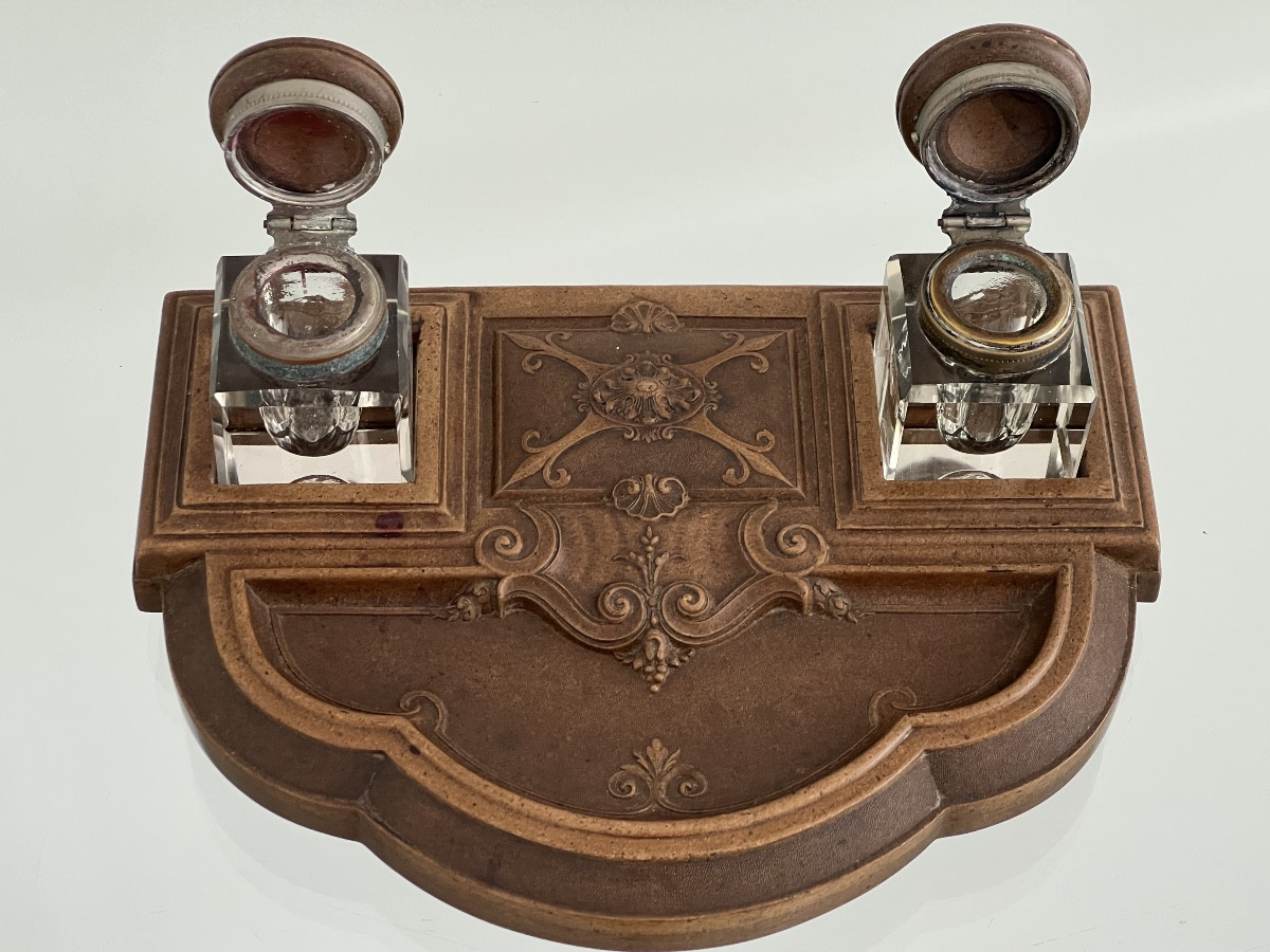 Napoleon III Gutta Percha Desk Inkwell -photo-3