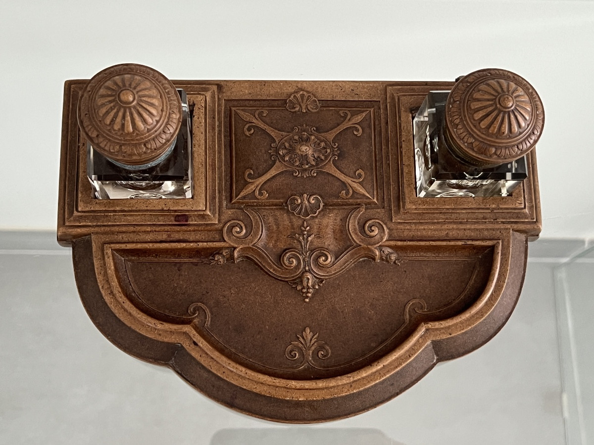 Napoleon III Gutta Percha Desk Inkwell -photo-5