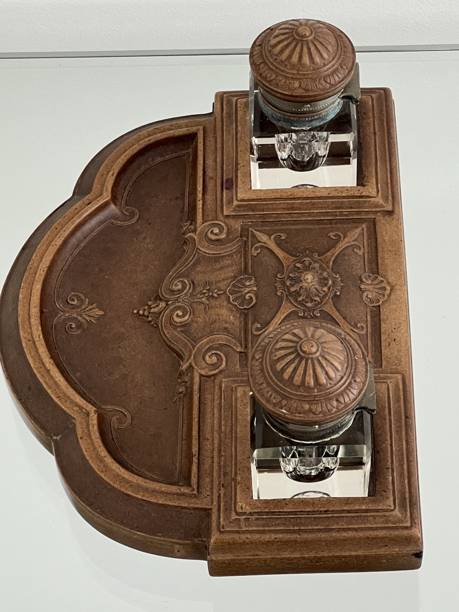 Napoleon III Gutta Percha Desk Inkwell -photo-7