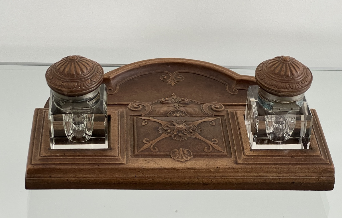 Napoleon III Gutta Percha Desk Inkwell -photo-8
