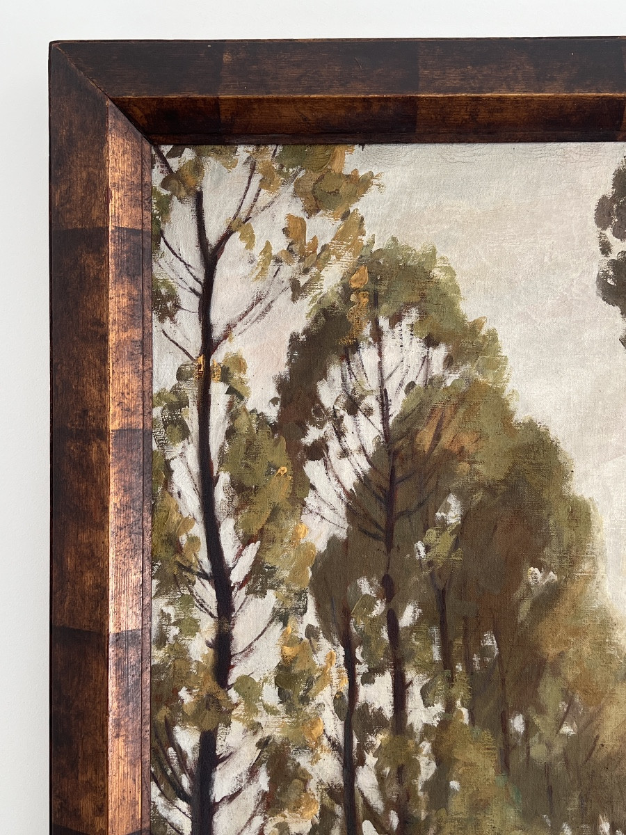 Painting By Jean Vasseur 1905-1986 Landscape School Of Amiens -photo-2
