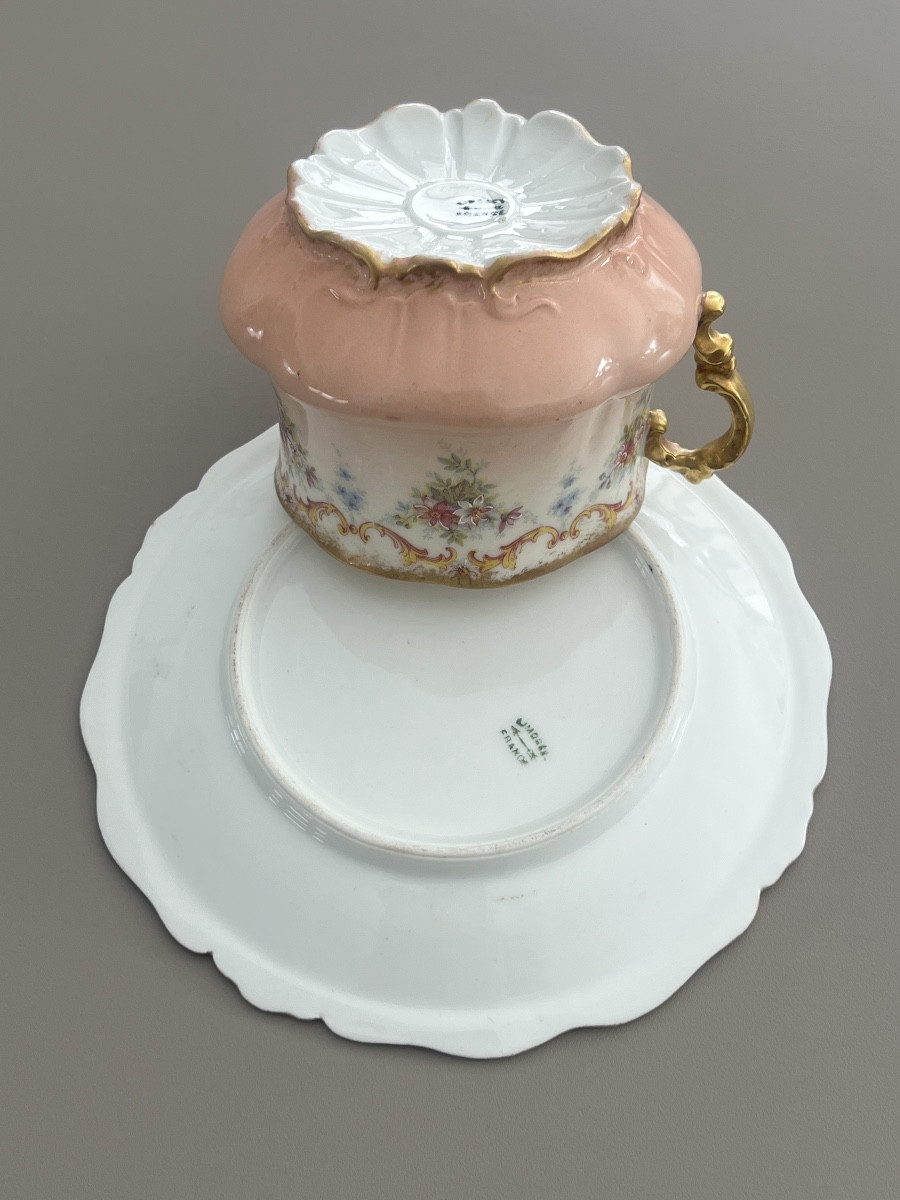 Grande Tasse en Porcelaine de Limoges Motif Floral et Or -photo-6