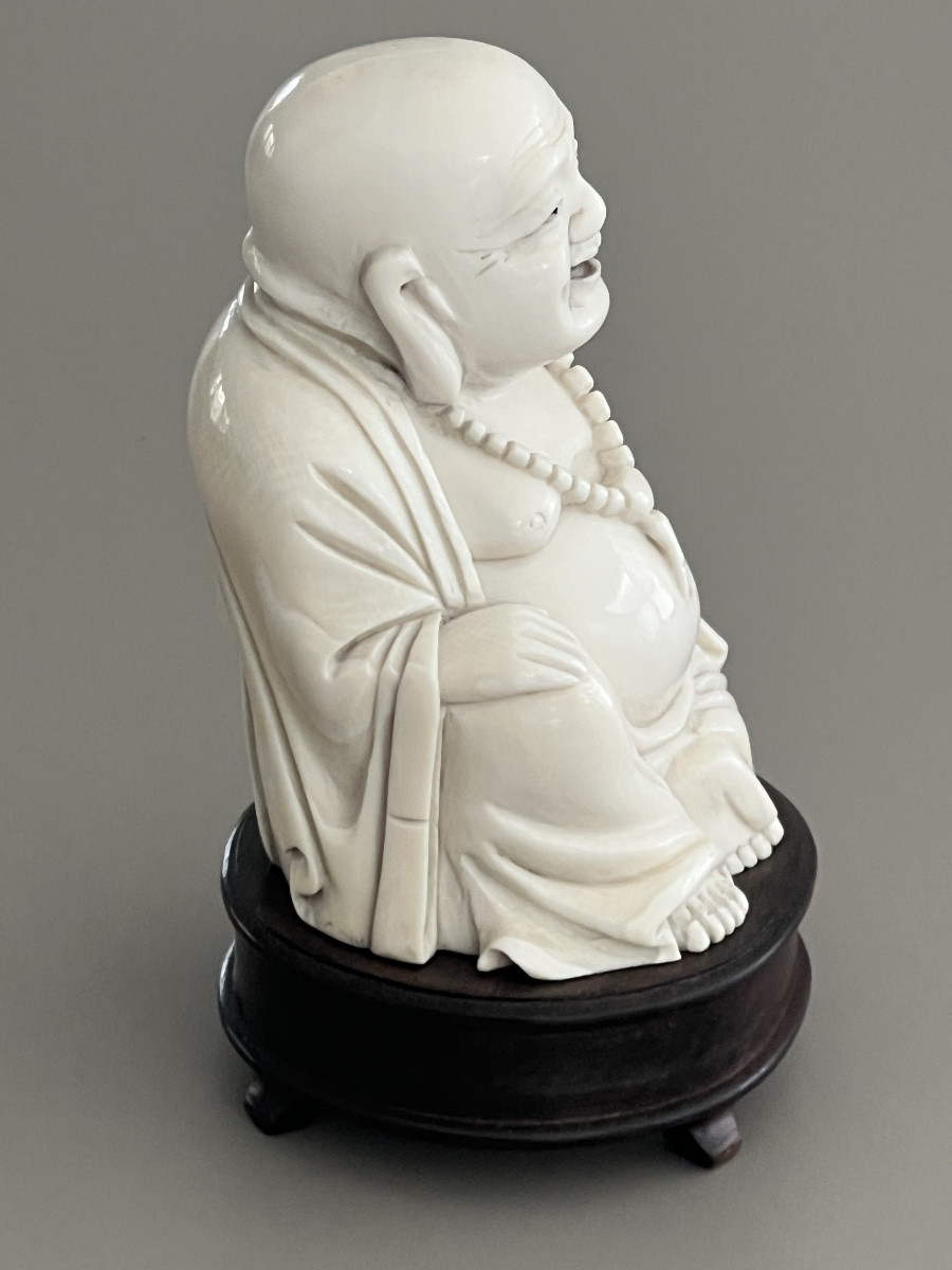 Ivory Carved Okimono Representing A Laughing Buddha -photo-1
