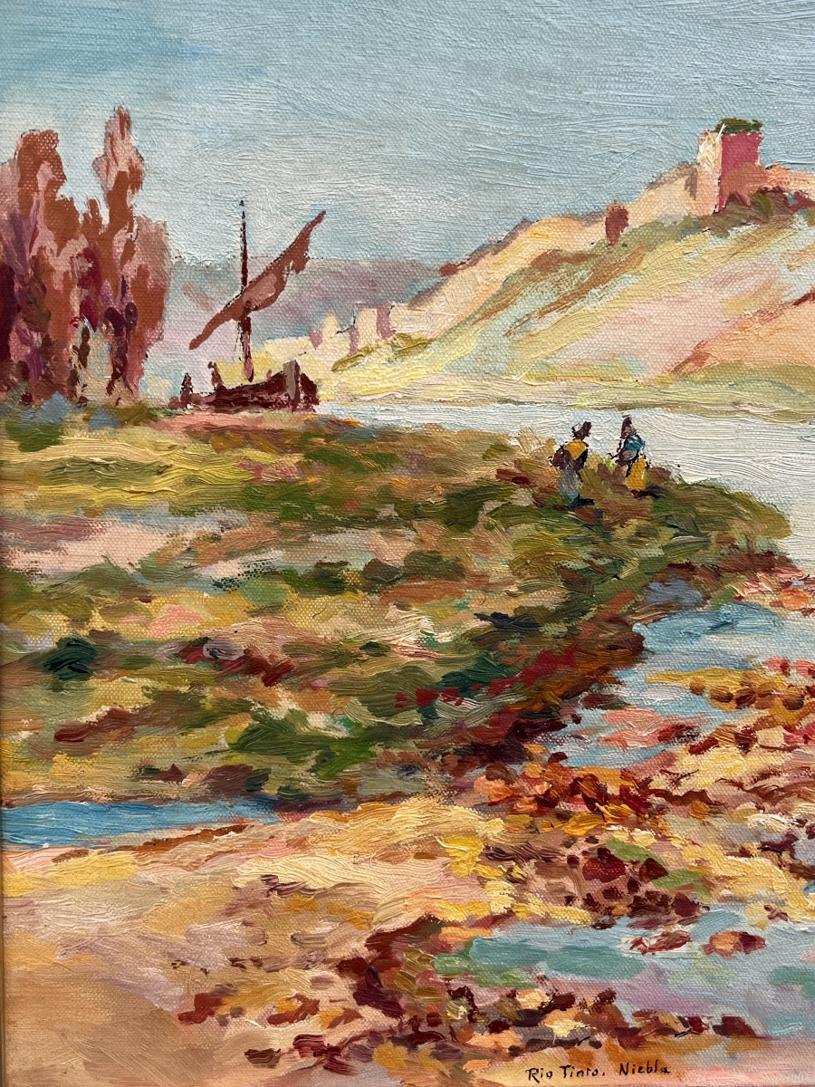 Tableau de Ferdinand Hanon 1885-1972 Fleuve Rio Tinto en Espagne -photo-5