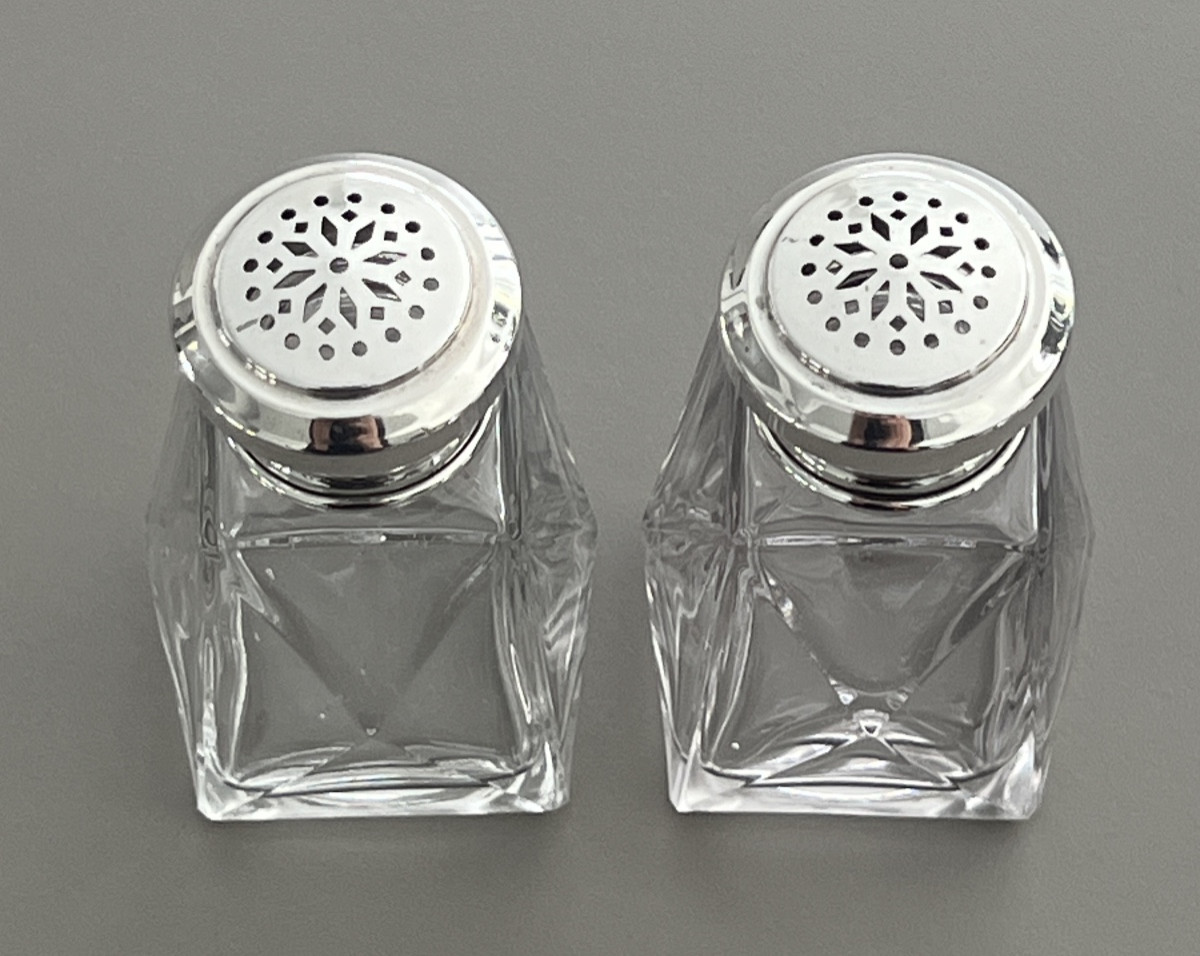 Salière & Poivrière en Cristal et Argent Minerve -photo-2