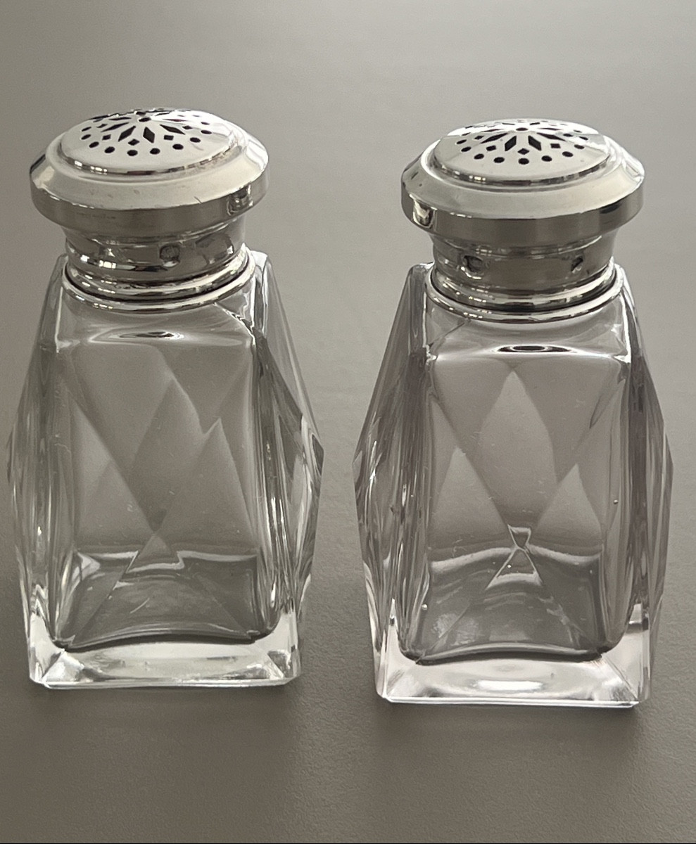 Salière & Poivrière en Cristal et Argent Minerve -photo-4