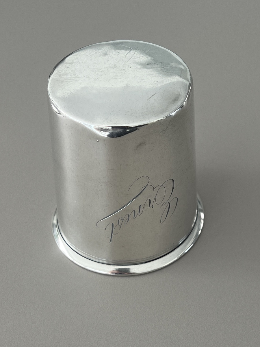 Henri Soufflot Orfèvre Timbale en Argent Minerve Gravée Ernest 95 gr-photo-1