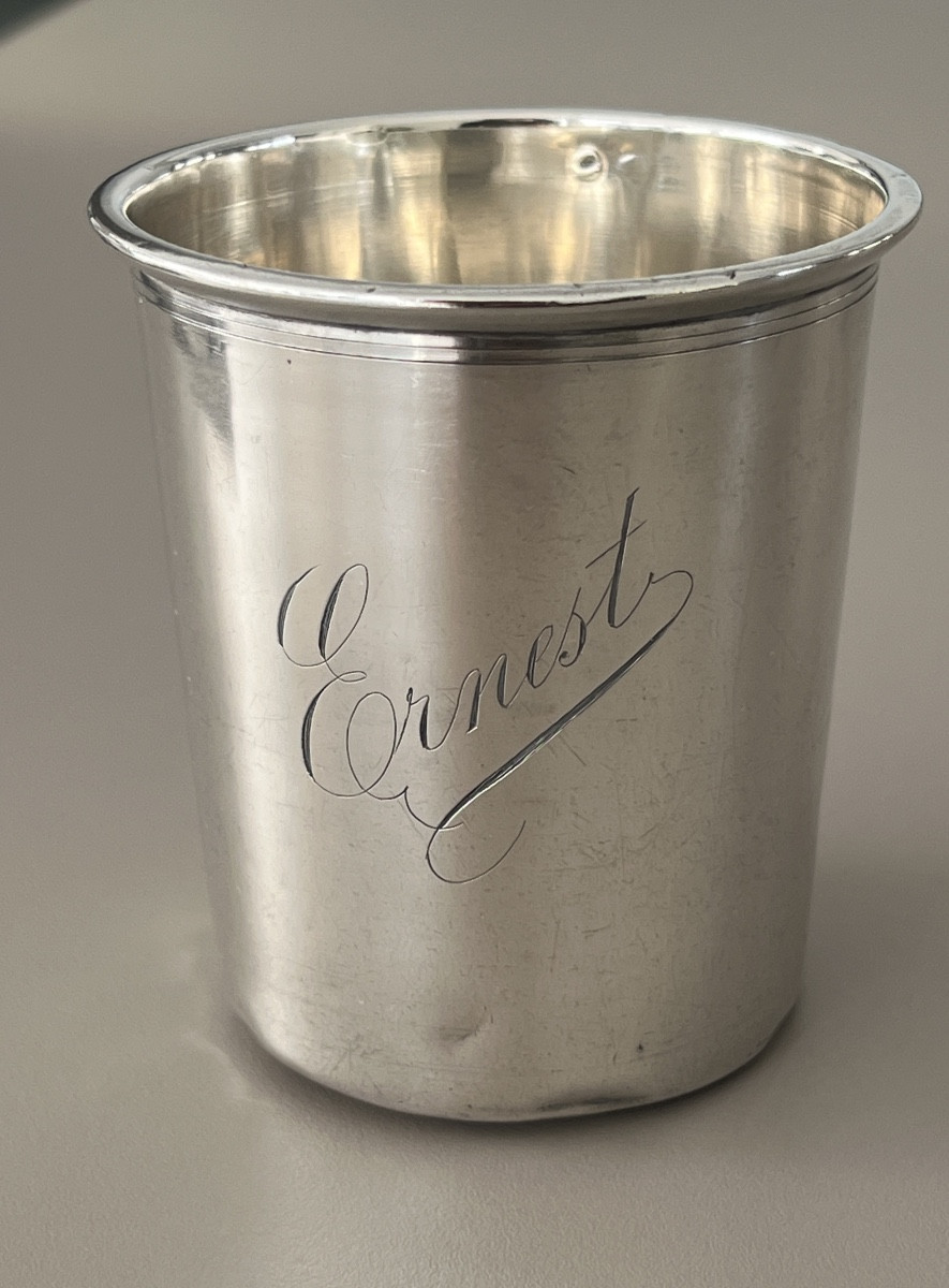 Henri Soufflot Orfèvre Timbale en Argent Minerve Gravée Ernest 95 gr