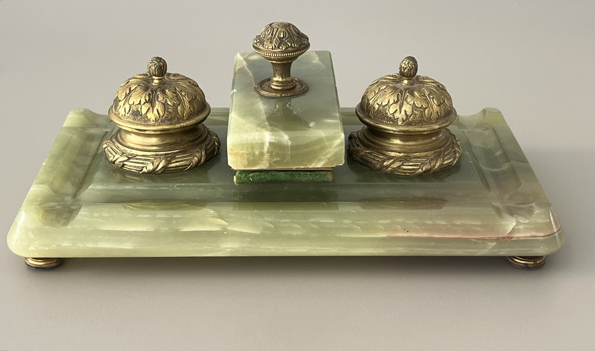 Encrier en Bronze Doré  & Onyx Napoléon III