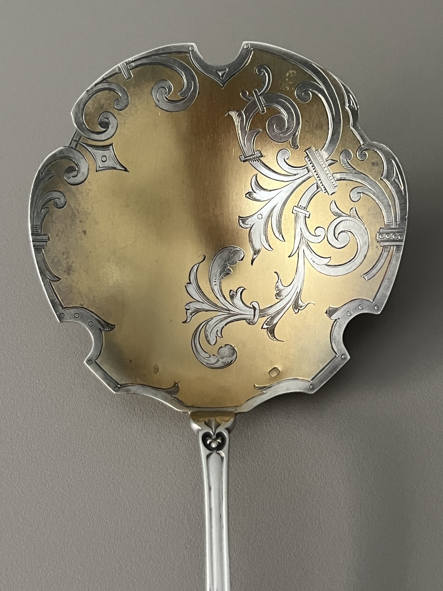 Henri Soufflot  Pelle à Fraises en Argent Massif & Vermeil -photo-3