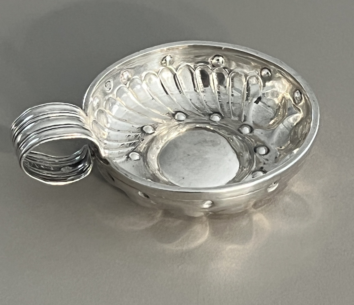 Solid Silver Wine Taster, Hallmarked With The Vieillard Mark (1st Standard Paris 1819-1838)-photo-3