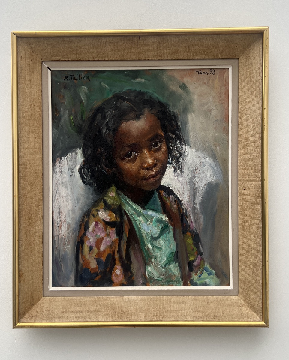 Painting By Raymond Tellier 1897-1985 Little Girl From Tananarive 1972-photo-3