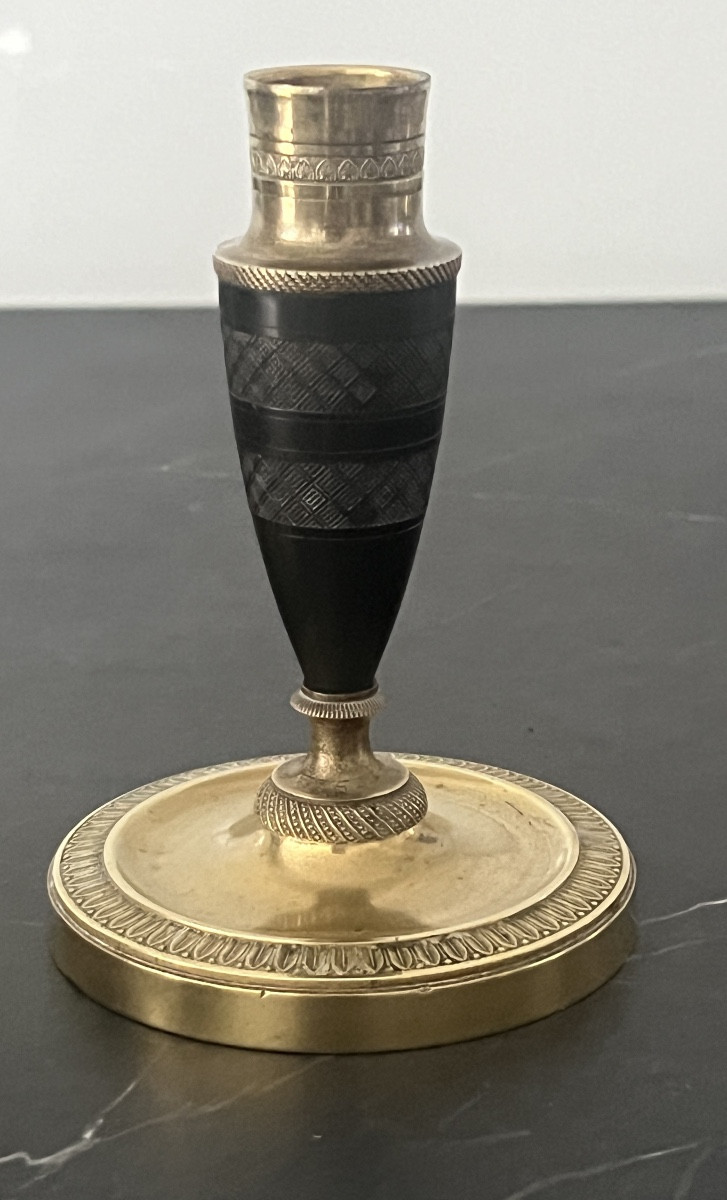 Paire de Petits  Bougeoirs Empire en Bronze -photo-6