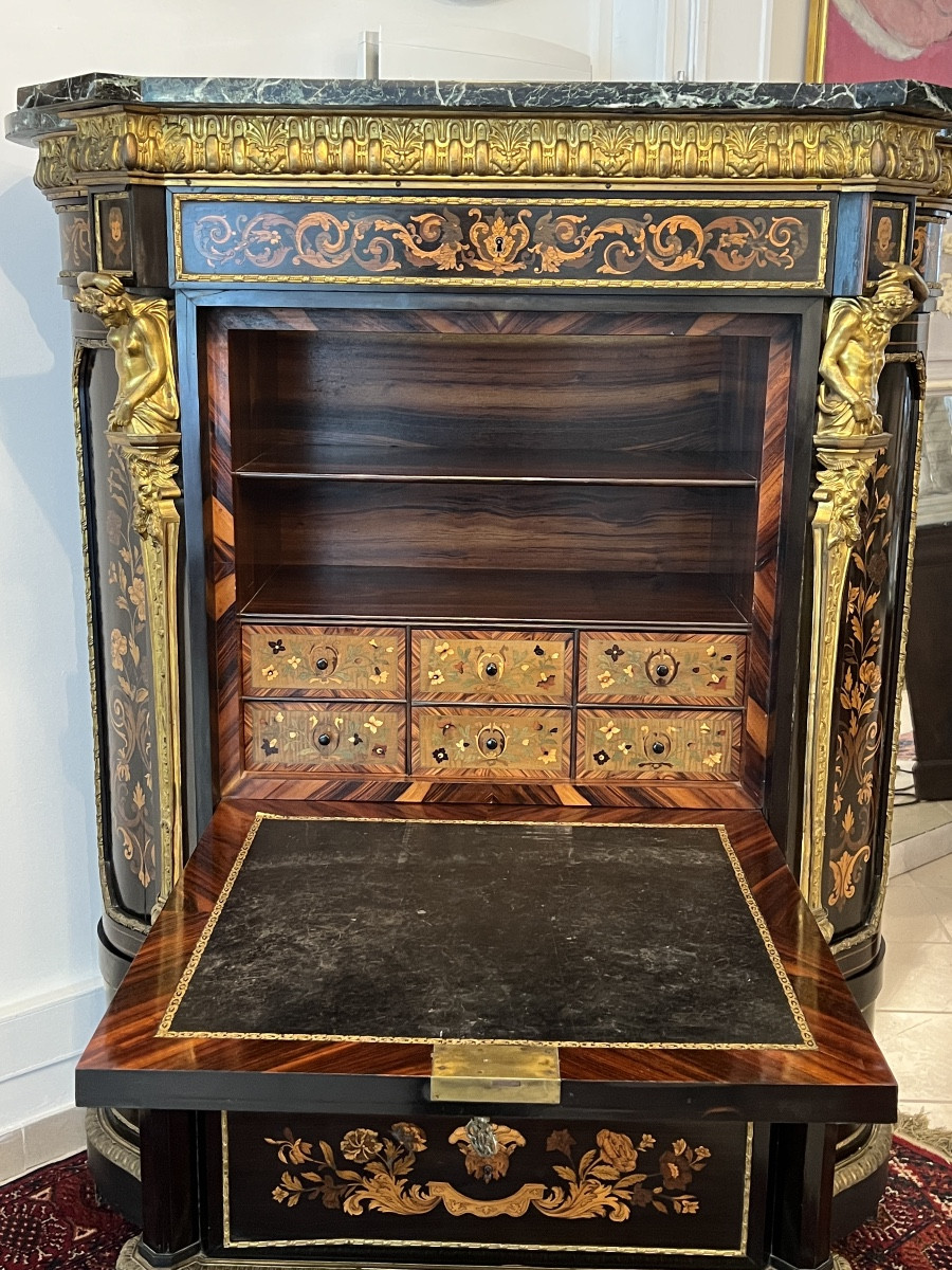 Napoleon III State Cabinet In Floral Marquetry -photo-4