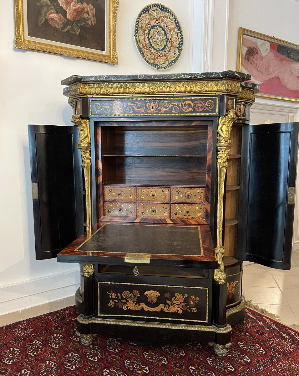Napoleon III State Cabinet In Floral Marquetry -photo-6