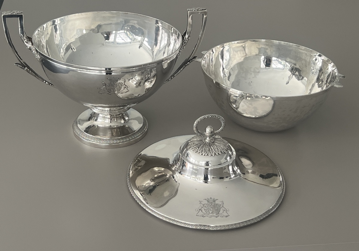 Large Solid Silver Soup Tureen/vegetable Dish From The Empire Period, Paris, First Standard -photo-3