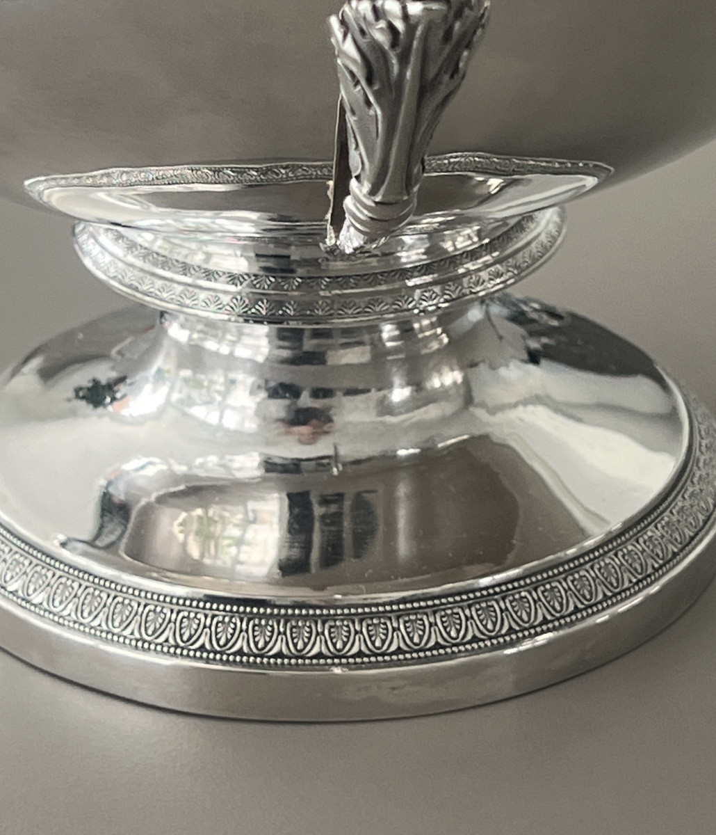 Large Solid Silver Soup Tureen/vegetable Dish From The Empire Period, Paris, First Standard -photo-4