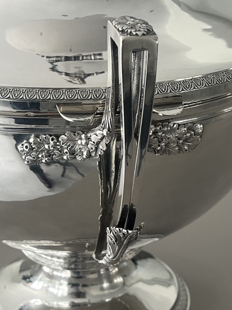 Large Solid Silver Soup Tureen/vegetable Dish From The Empire Period, Paris, First Standard -photo-1