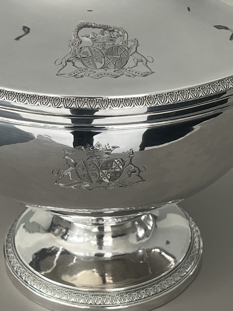 Large Solid Silver Soup Tureen/vegetable Dish From The Empire Period, Paris, First Standard -photo-3