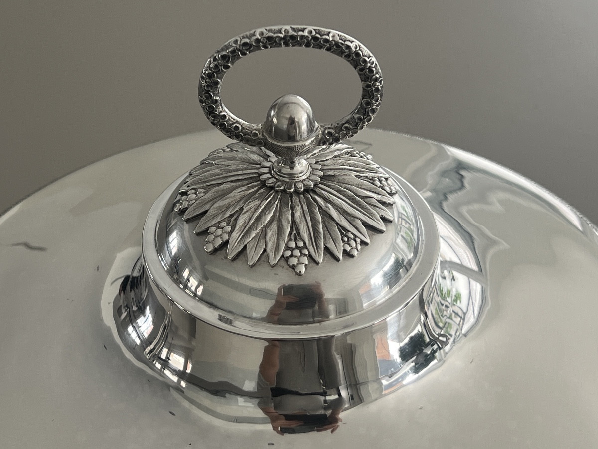 Large Solid Silver Soup Tureen/vegetable Dish From The Empire Period, Paris, First Standard -photo-5