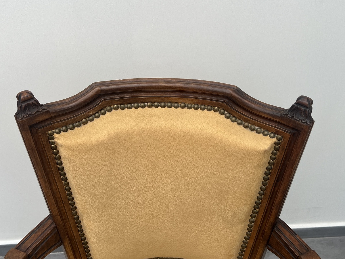 Suite de 4 Fauteuils de Style Louis XVI en Bois Naturel-photo-3