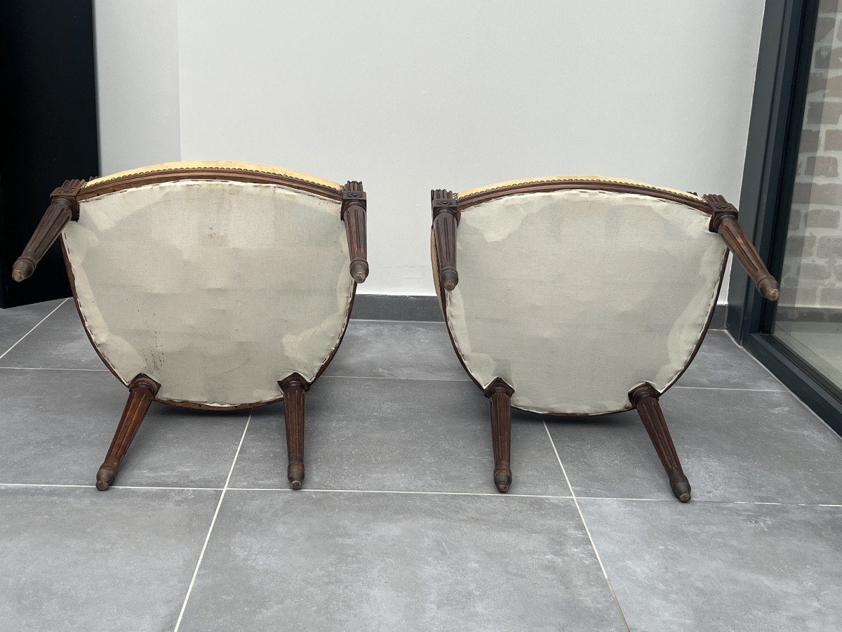 Suite de 4 Fauteuils de Style Louis XVI en Bois Naturel-photo-7