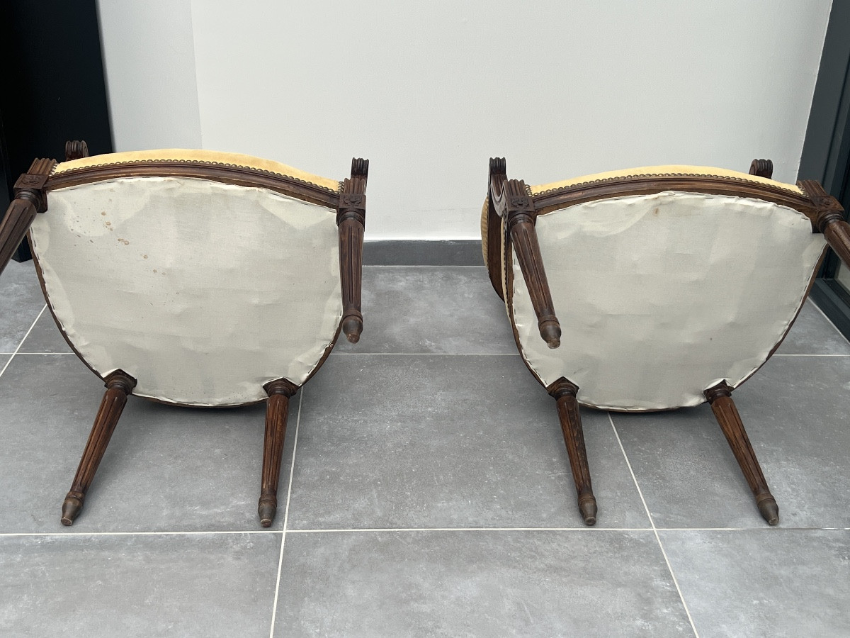 Suite de 4 Fauteuils de Style Louis XVI en Bois Naturel-photo-8
