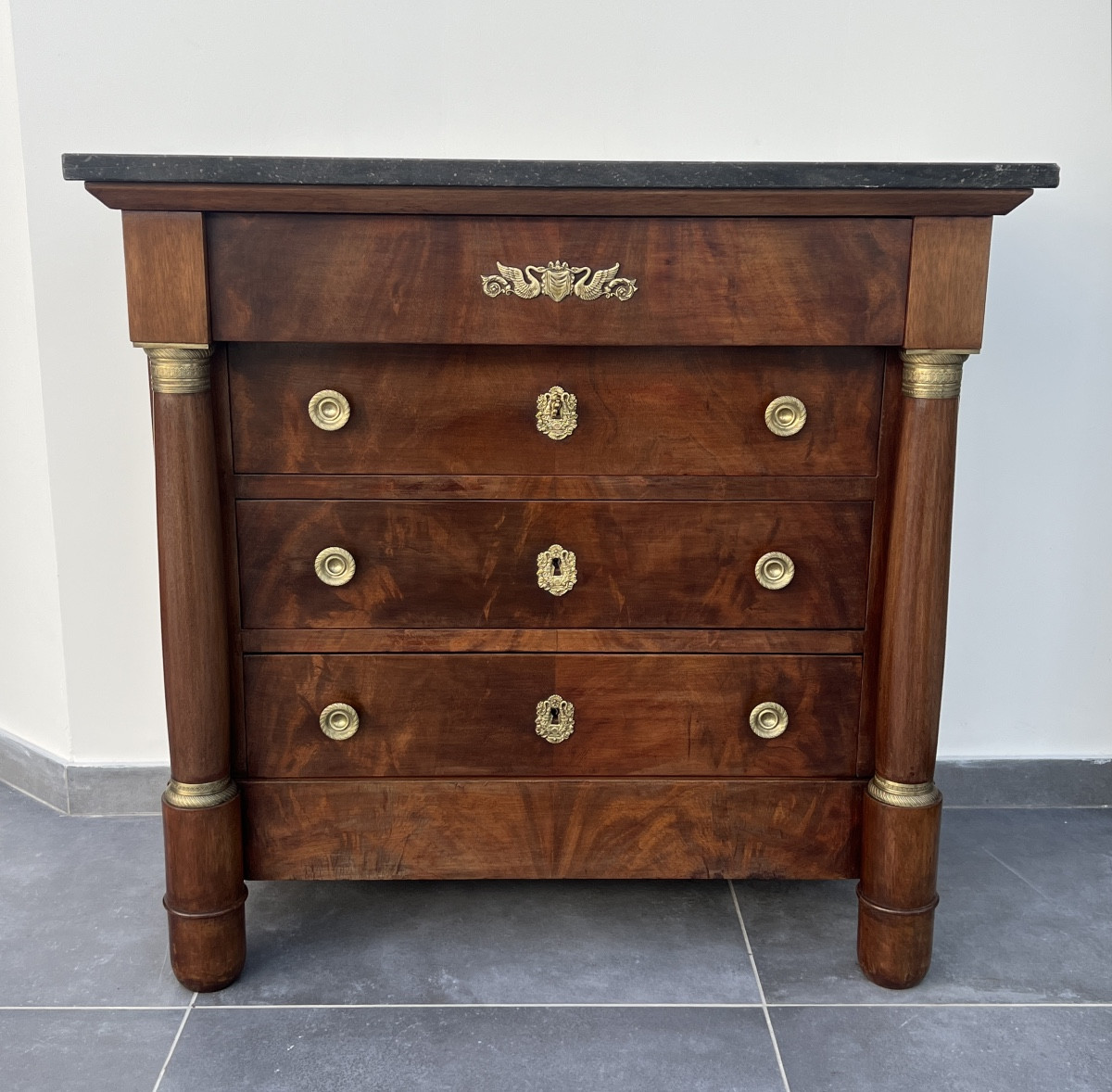 Small Empire Style Mahogany Chest Of Drawers -photo-2