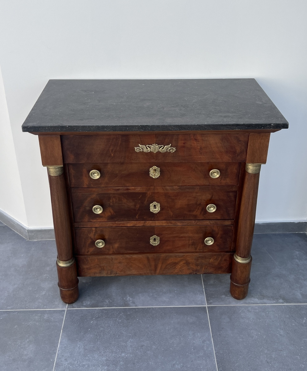 Small Empire Style Mahogany Chest Of Drawers -photo-3