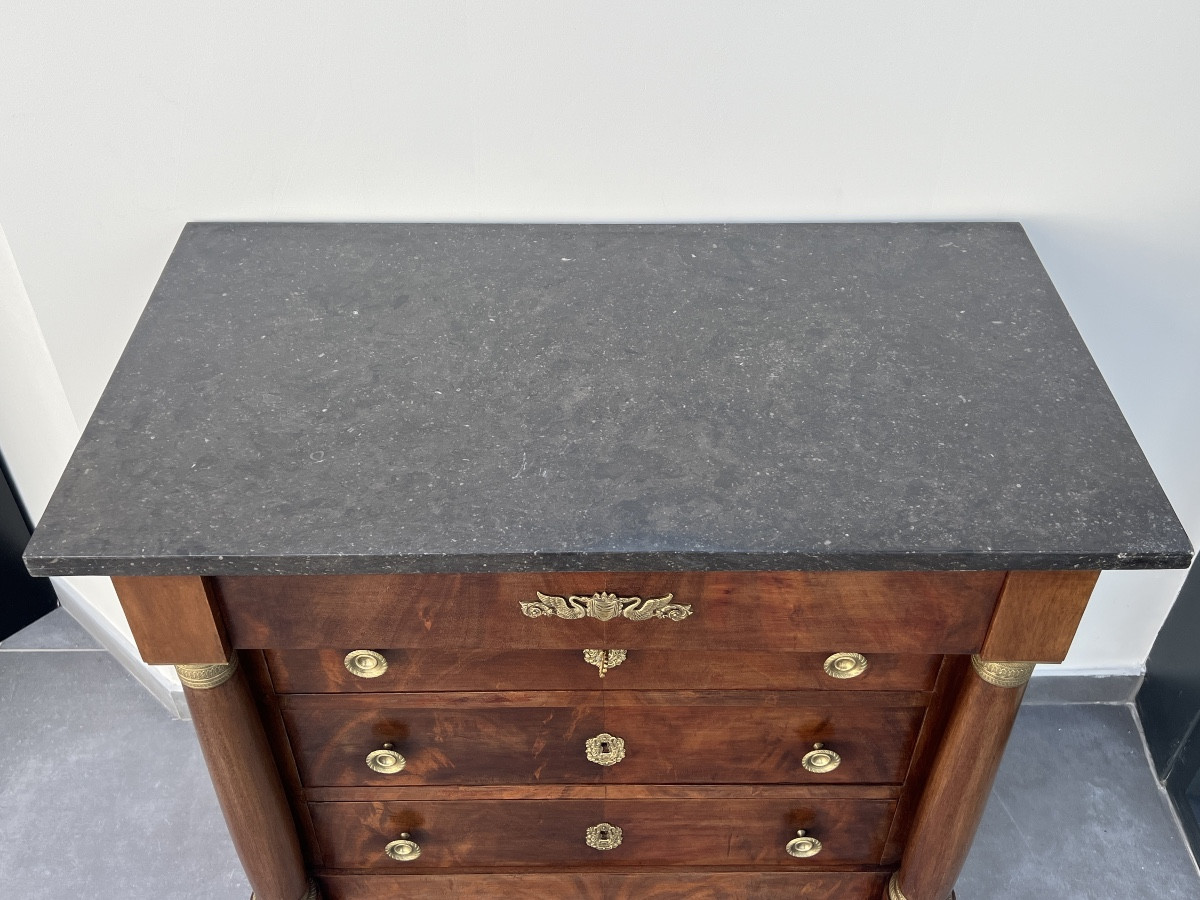 Small Empire Style Mahogany Chest Of Drawers -photo-5