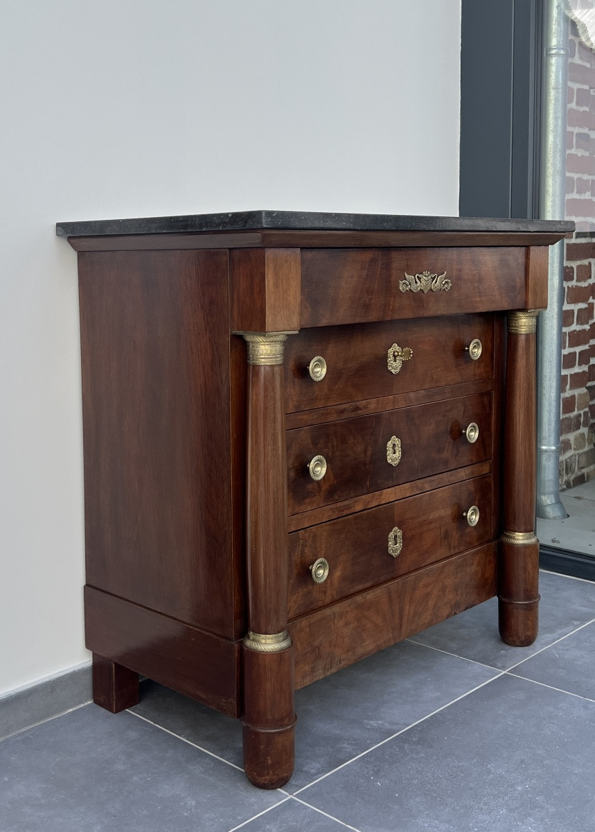 Small Empire Style Mahogany Chest Of Drawers -photo-3