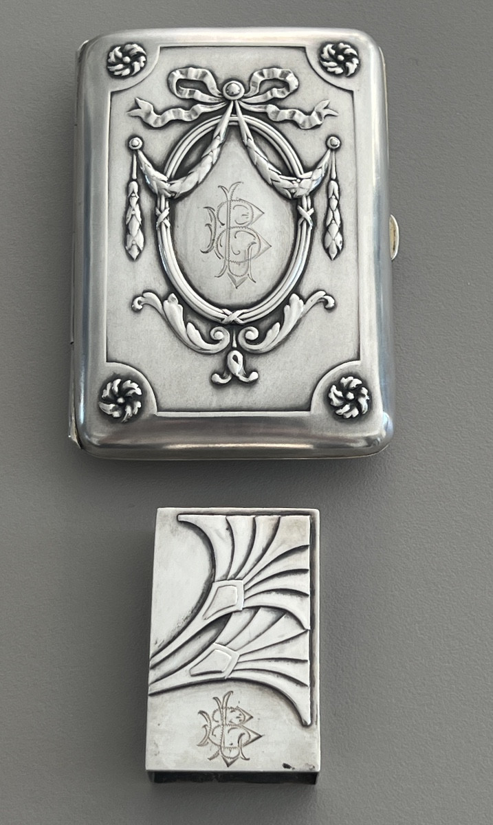 Louis XVI Style Silver Cigarette Case-photo-2