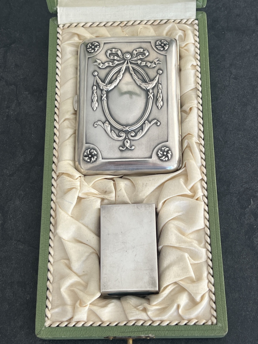 Louis XVI Style Silver Cigarette Case-photo-3