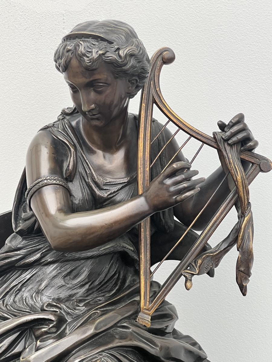 Bronze Sculpture By J. Salmson (1823-1902) Young Woman In Antique Style -photo-2