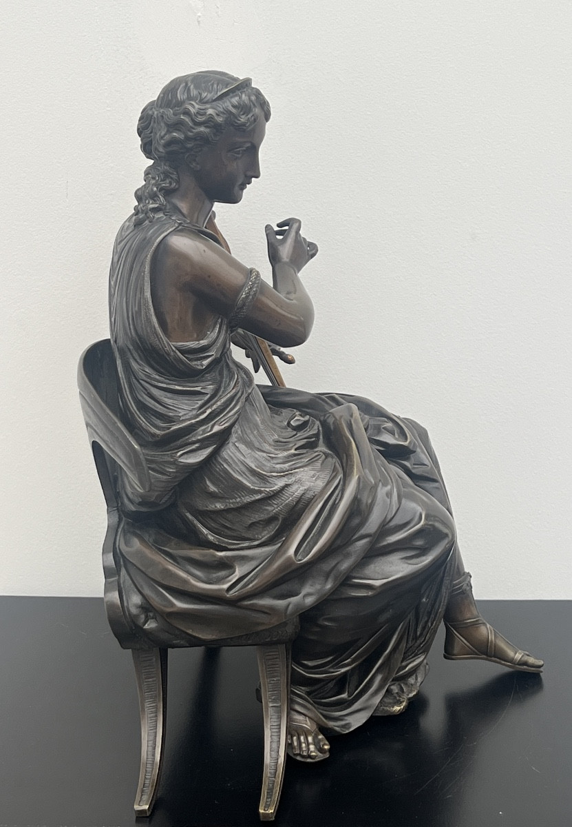 Bronze Sculpture By J. Salmson (1823-1902) Young Woman In Antique Style -photo-3