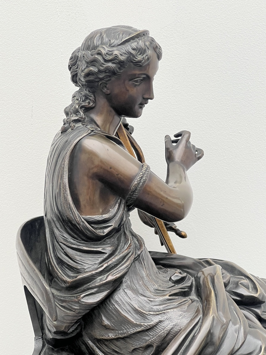 Bronze Sculpture By J. Salmson (1823-1902) Young Woman In Antique Style -photo-1