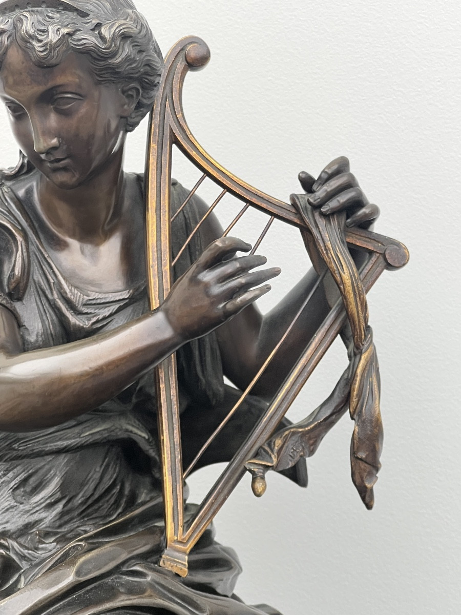 Bronze Sculpture By J. Salmson (1823-1902) Young Woman In Antique Style -photo-5