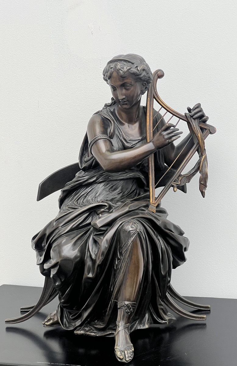 Bronze Sculpture By J. Salmson (1823-1902) Young Woman In Antique Style -photo-8