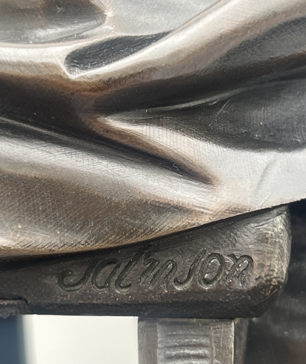 Bronze Sculpture By J. Salmson (1823-1902) Young Woman In Antique Style -photo-4