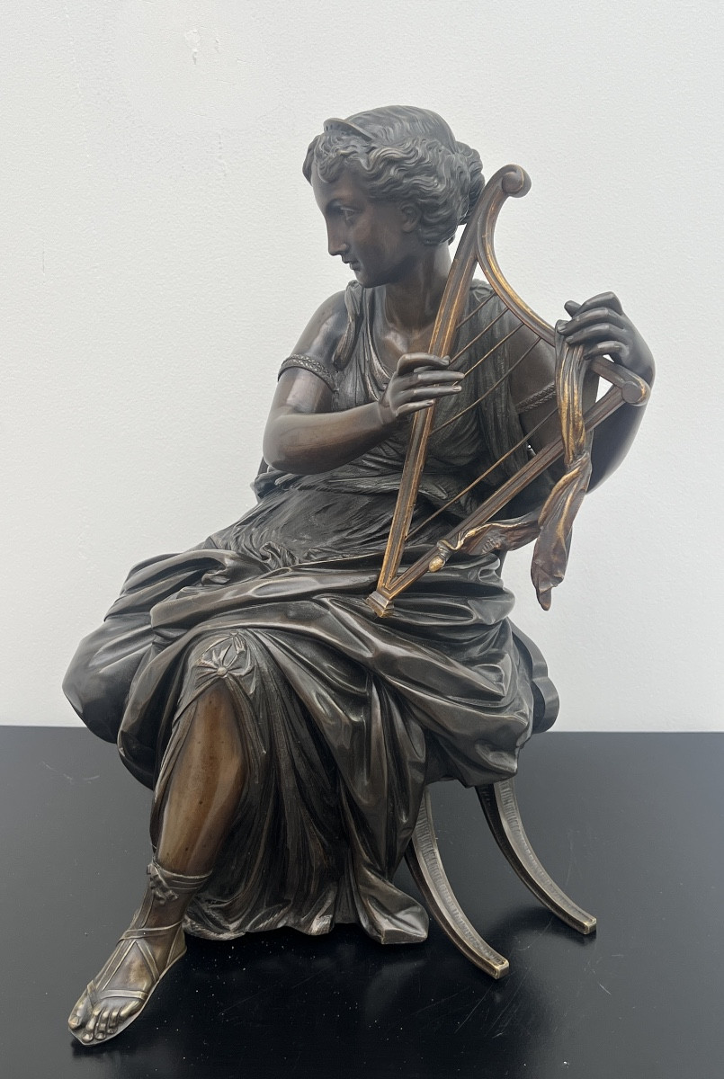 Bronze Sculpture By J. Salmson (1823-1902) Young Woman In Antique Style 