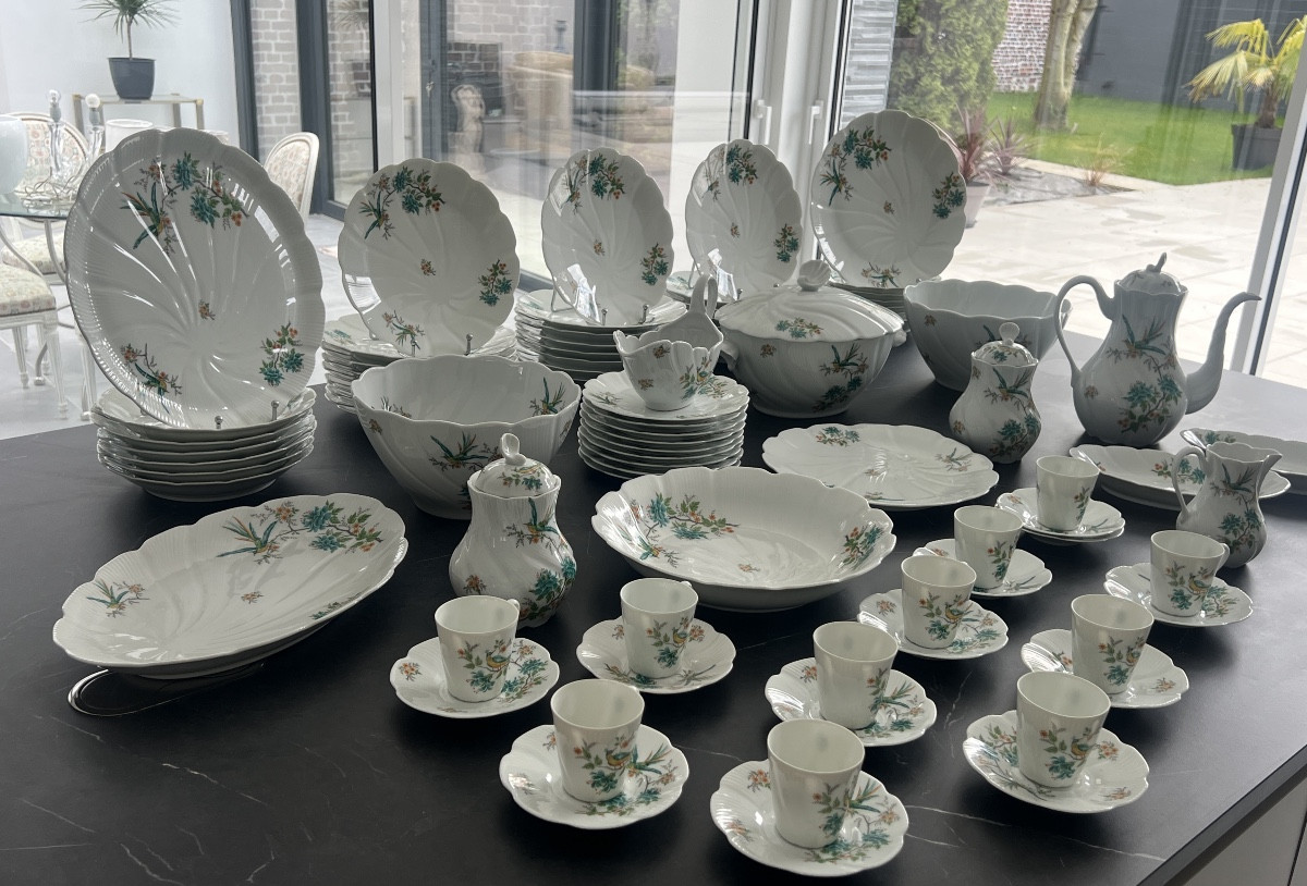 Service de Table en Porcelaine de Limoges Décor aux  Oiseaux de Paradis -photo-3