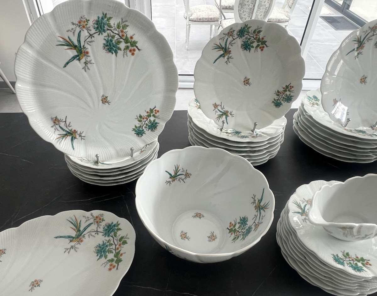 Service de Table en Porcelaine de Limoges Décor aux  Oiseaux de Paradis -photo-4