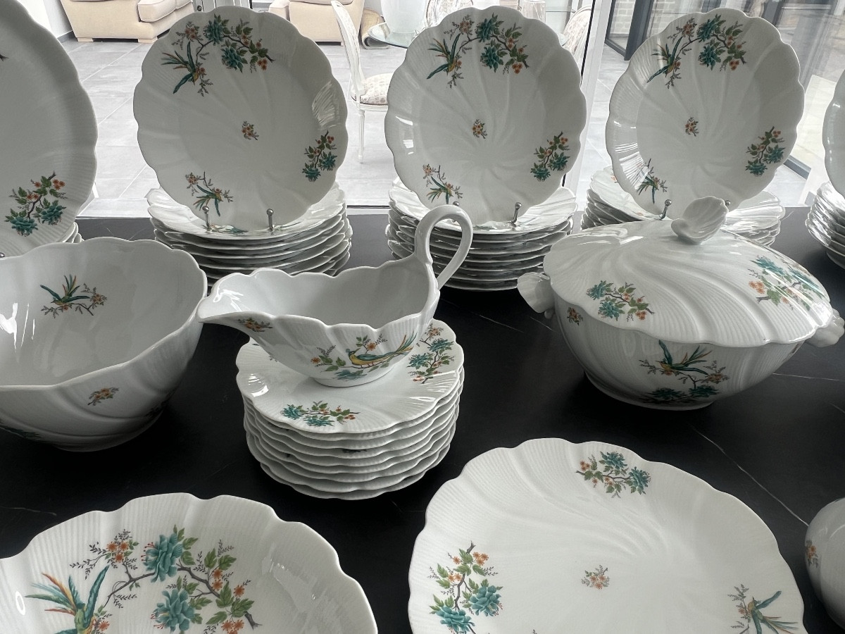 Service de Table en Porcelaine de Limoges Décor aux  Oiseaux de Paradis -photo-1