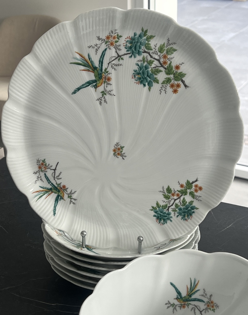 Service de Table en Porcelaine de Limoges Décor aux  Oiseaux de Paradis -photo-5