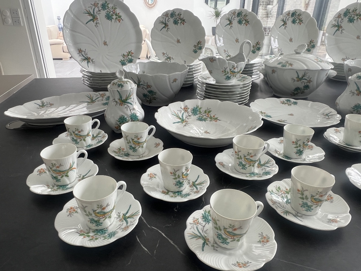 Service de Table en Porcelaine de Limoges Décor aux  Oiseaux de Paradis -photo-6